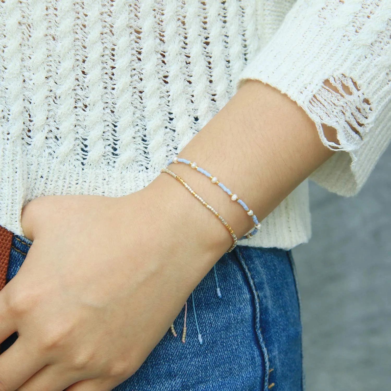 KELITCH Handmade Colorful Beaded Fine Chain Friendship Bracelet Women Beach Bracelet