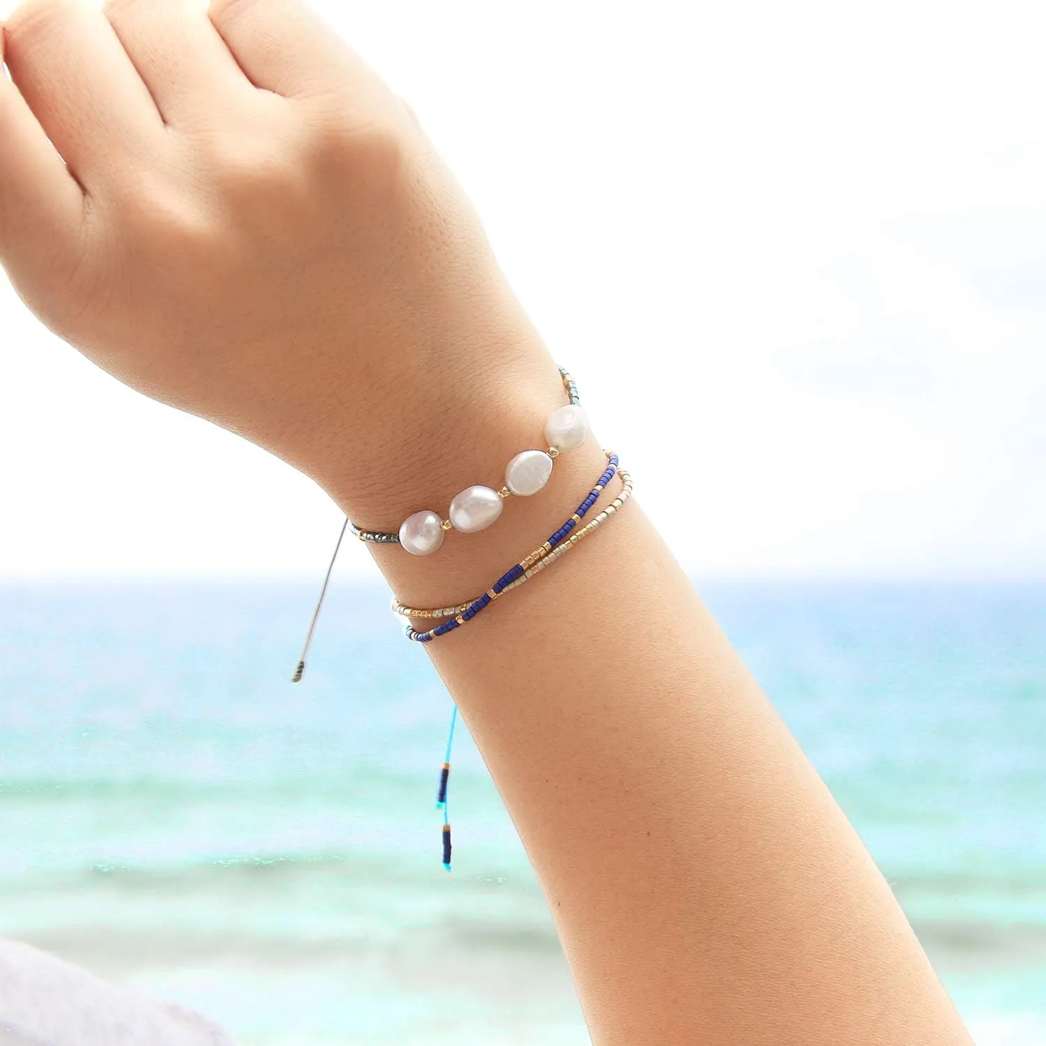 KELITCH Handmade Colorful Beaded Fine Chain Friendship Bracelet Women Beach Bracelet