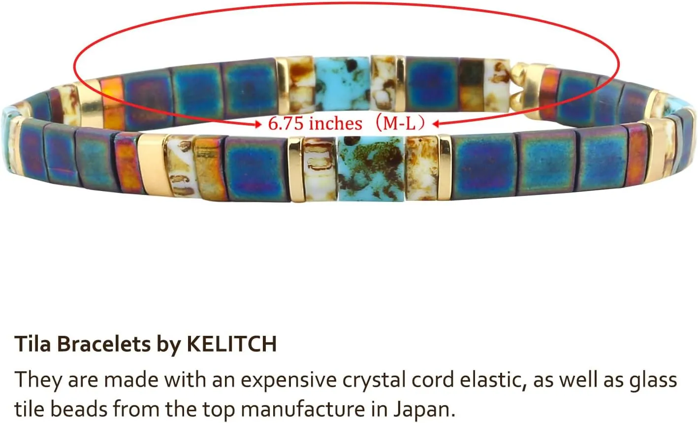 KELITCH New Women Tila Beads Bracelets Colorful Friendship Stackable Stretch Bracelets