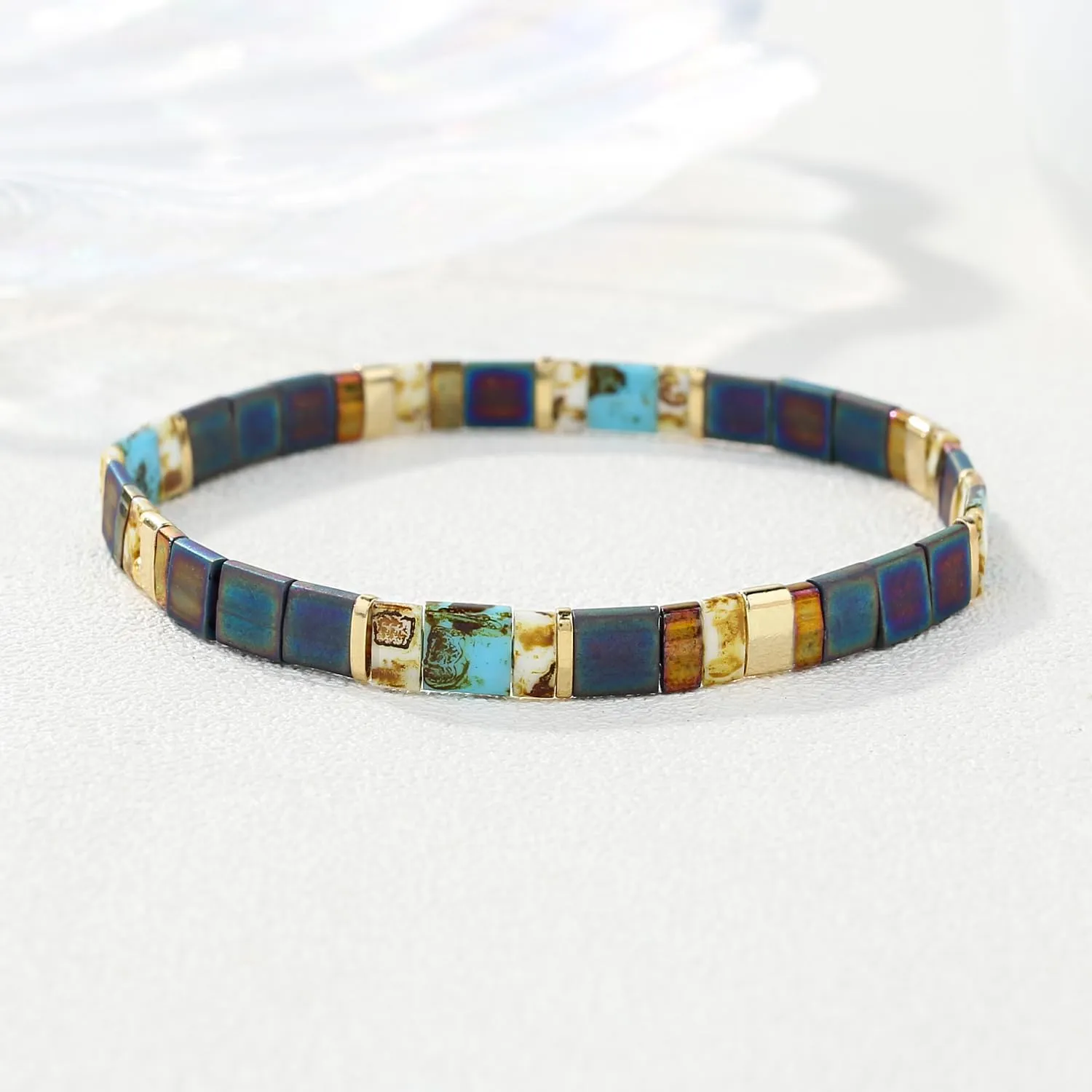 KELITCH New Women Tila Beads Bracelets Colorful Friendship Stackable Stretch Bracelets
