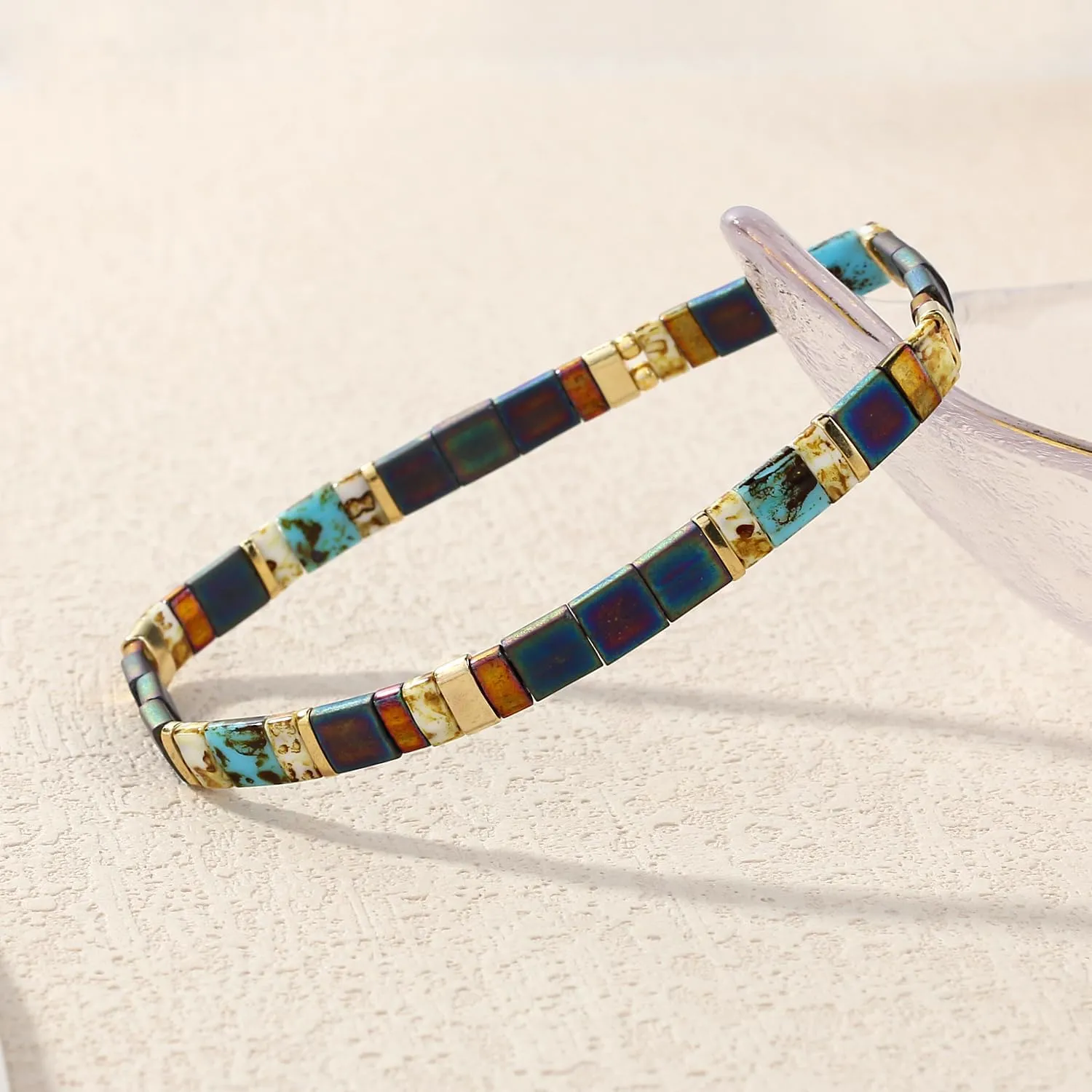 KELITCH New Women Tila Beads Bracelets Colorful Friendship Stackable Stretch Bracelets