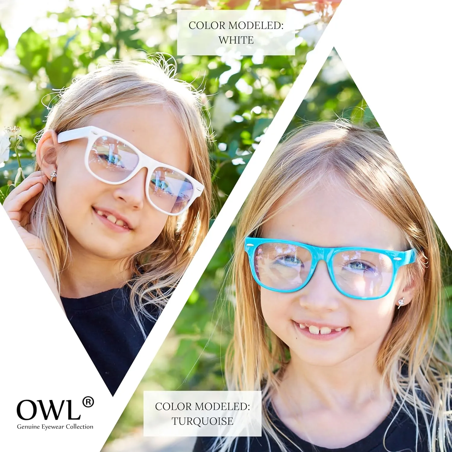 Kids Clear Lens Colored Glasses Protect Child's Eyes from UVB UVA