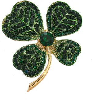 Kokoma Green Clover Leaf Brooch Pin for Women Girls St. Patrick's Day Lapel Pin CZ Heart Shamrock Irish Corsage Badge Brooches Lucky Decor Dress Accessories