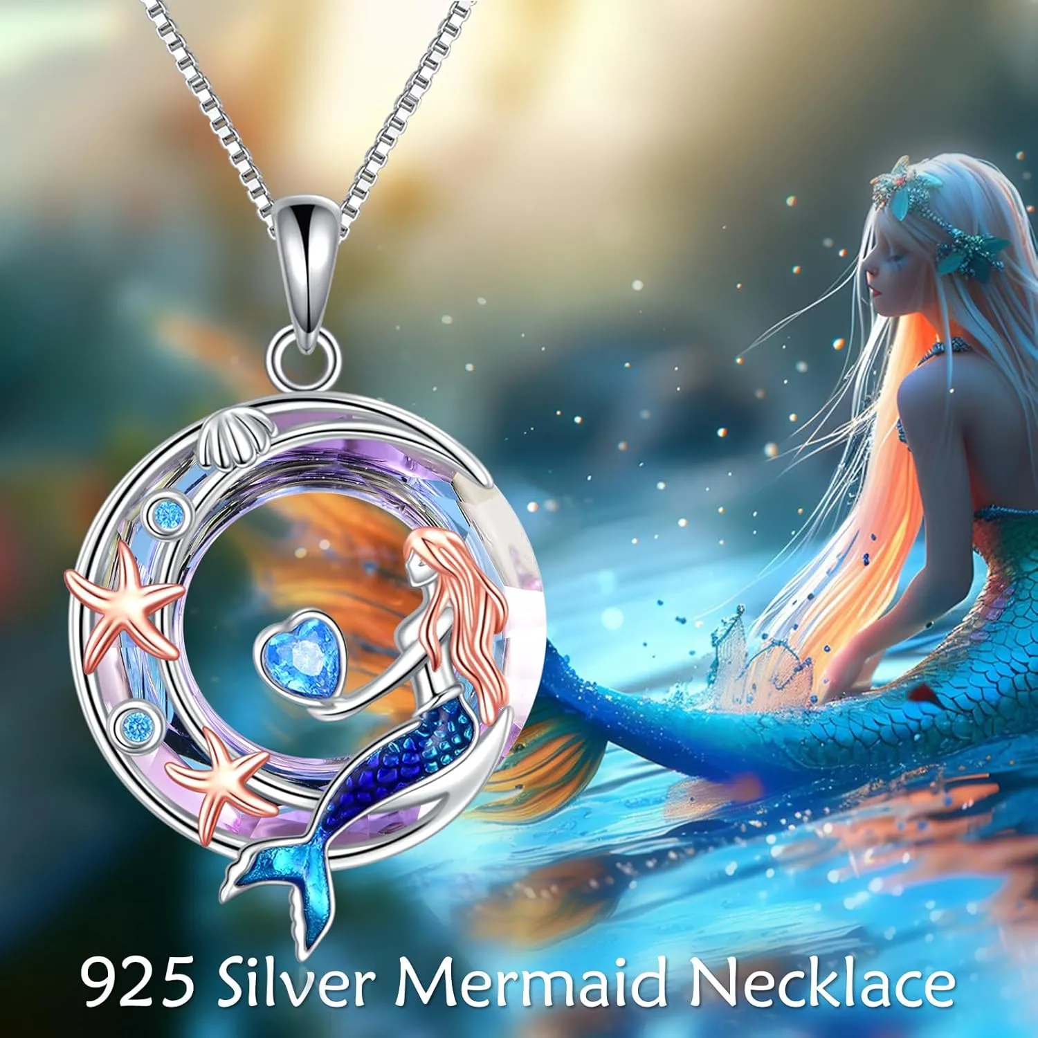 KQF Penguin/Mermaid/Hummingbird/Dragonfly/Phoenix/Horse/Cat/Dog/Elephant Necklace for Women Sterling Silver Crystal Pendant Animal Necklace Jewelry Gifts for Women