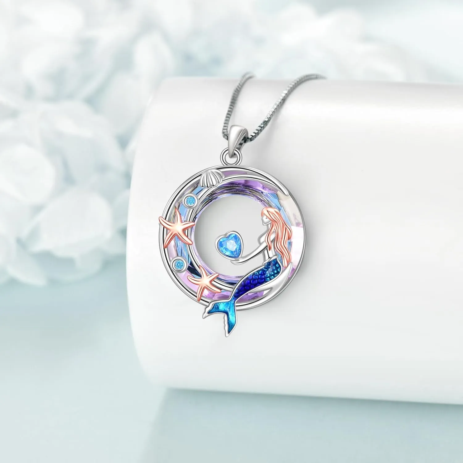 KQF Penguin/Mermaid/Hummingbird/Dragonfly/Phoenix/Horse/Cat/Dog/Elephant Necklace for Women Sterling Silver Crystal Pendant Animal Necklace Jewelry Gifts for Women