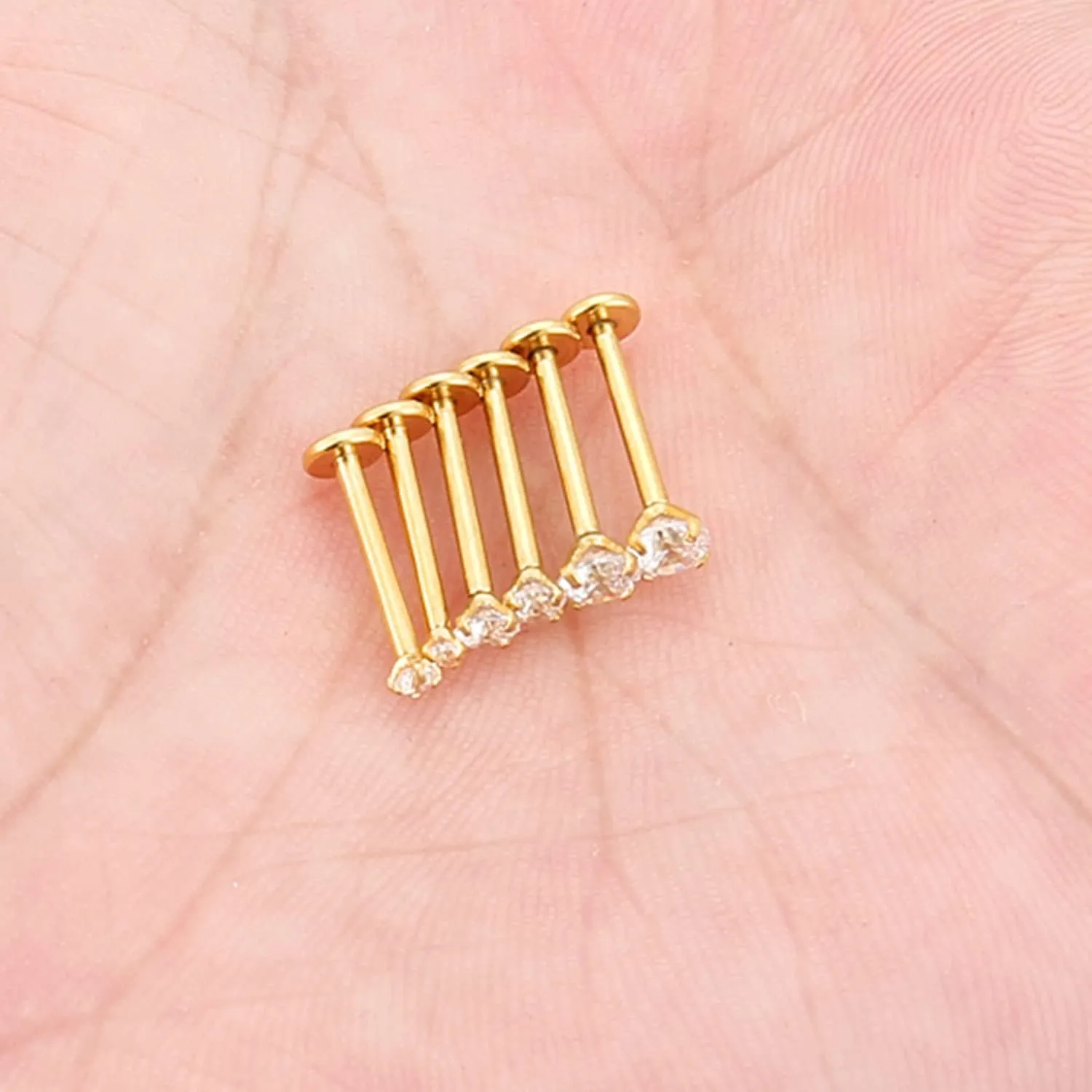 Kridzisw 16G Lip Labret Monroe Medusa Rings Studs Internally Threaded 316L Surgical Steel Flat Back Nose Studs Cartilage Tragus Helix Earring Piercing 6mm 8mm 10mm Bar 2mm 3mm 4mm CZ 3pairs