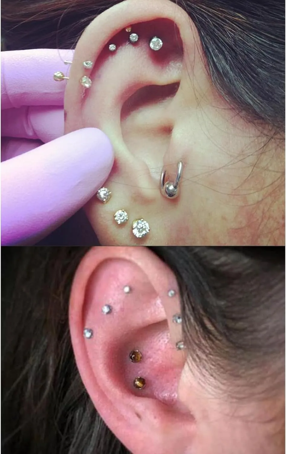 Kridzisw 16G Lip Labret Monroe Medusa Rings Studs Internally Threaded 316L Surgical Steel Flat Back Nose Studs Cartilage Tragus Helix Earring Piercing 6mm 8mm 10mm Bar 2mm 3mm 4mm CZ 3pairs