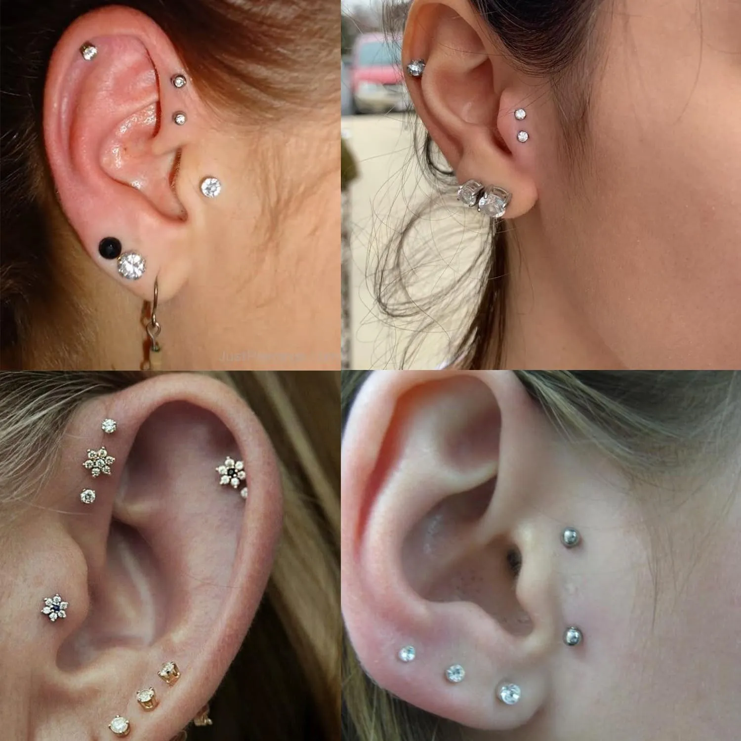 Kridzisw 16G Lip Labret Monroe Medusa Rings Studs Internally Threaded 316L Surgical Steel Flat Back Nose Studs Cartilage Tragus Helix Earring Piercing 6mm 8mm 10mm Bar 2mm 3mm 4mm CZ 3pairs