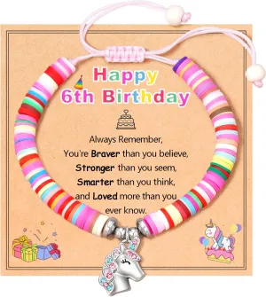 Lanqueen Unicorn Birthday Bracelet for 2-8 Year Old Girls Colorful Charm Bracelet