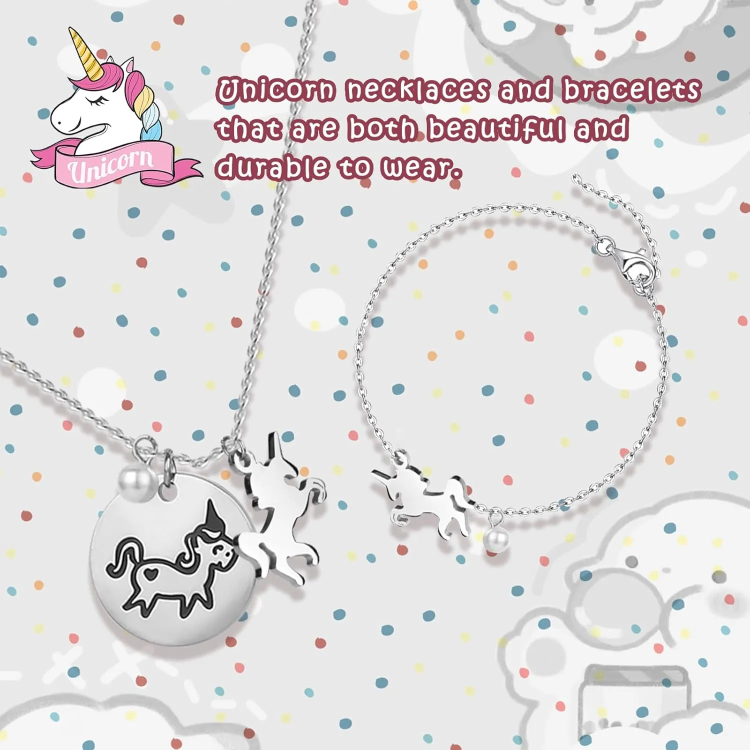 Large Jewelry Box for Girls 5-Layer Music Box with Swing Door Spinning Ballerina Unicorn Necklace & Bracelet Set Children Jewelry Organizer for Girls Kids Birthday Christmas Gift White
