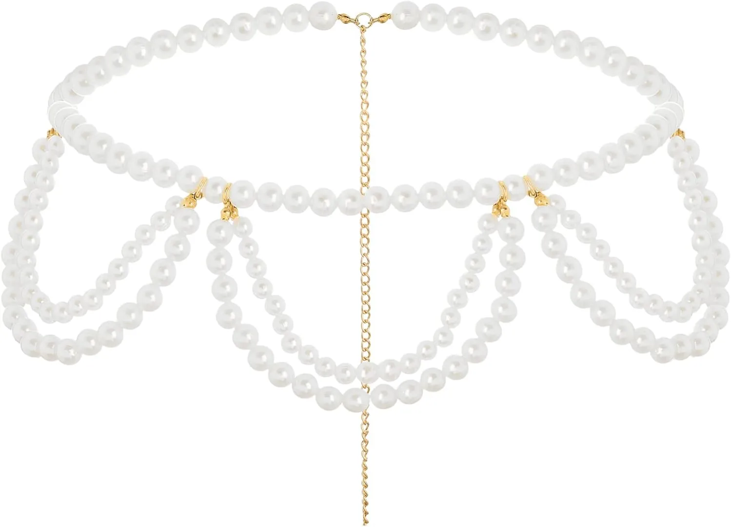 Layered Pearl Waist Chain Tassel Body Chains Adjustable Belt Jewelry Accessories for Women and Girls