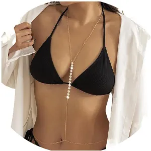 Layered Rhinestone Body Chain Sexy Gold Body Belly Chain Beach Body Jewelry Party for Women