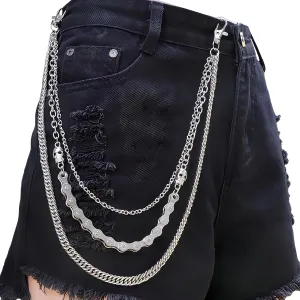 Layered Trousers Pants Jeans Chain Pocket Wallet Chains Hip Hop Punk Rock Gothic Accessories Biker Chain Keychains Body Jewelry for Women and Men