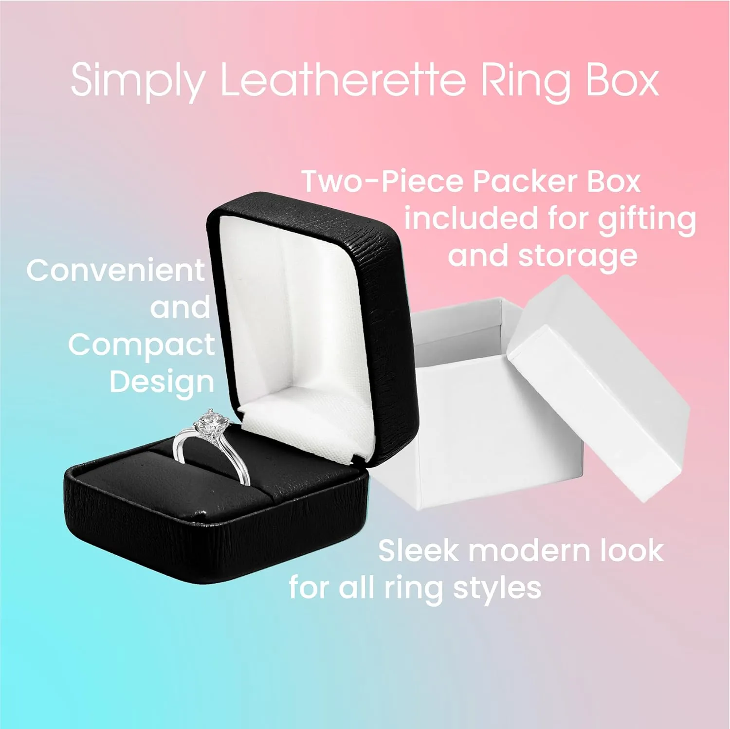 Leather Ring Box for Proposal, Engagement ring box | Premium jewelry holder ring Display case, wedding ring box, Anniversary, Valentine's Day, Ring gift box for All rings, gold, silver, diamond