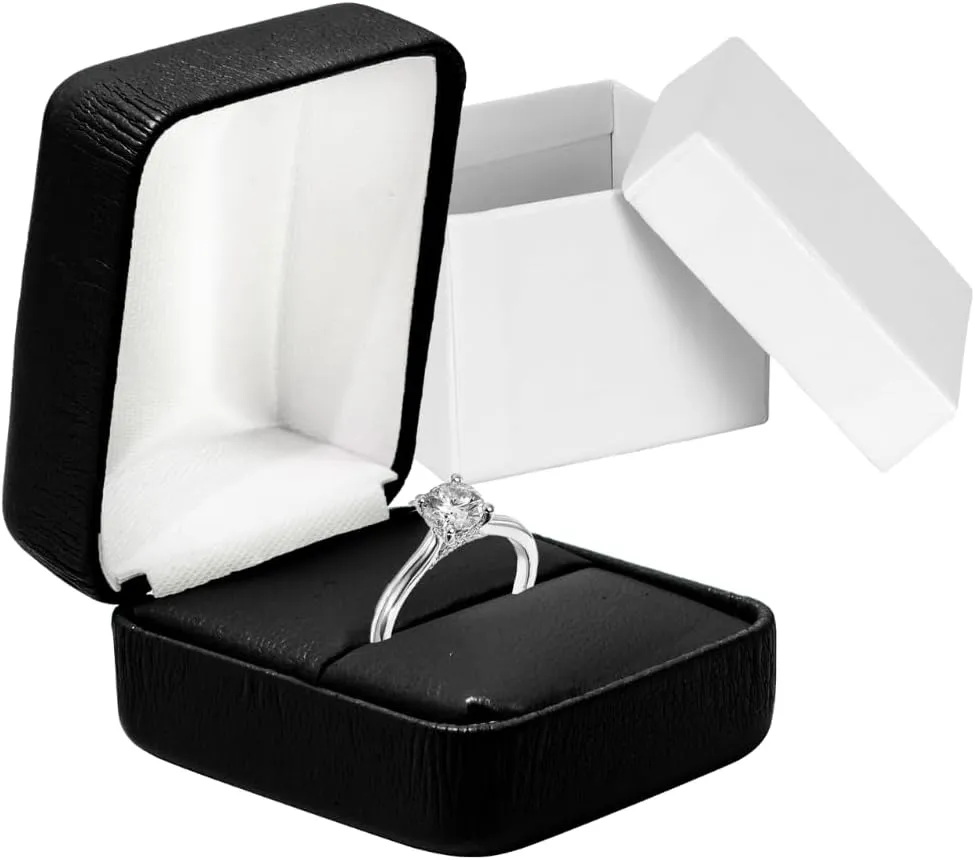 Leather Ring Box for Proposal, Engagement ring box | Premium jewelry holder ring Display case, wedding ring box, Anniversary, Valentine's Day, Ring gift box for All rings, gold, silver, diamond