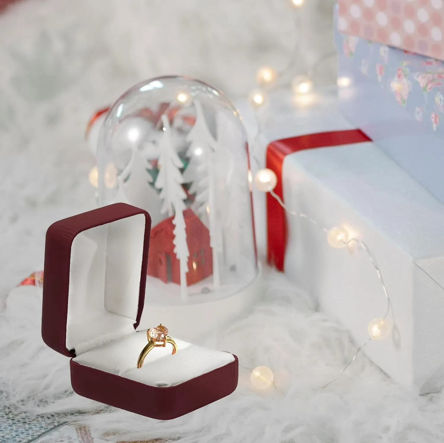 Leather Ring Box for Proposal, Engagement ring box | Premium jewelry holder ring Display case, wedding ring box, Anniversary, Valentine's Day, Ring gift box for All rings, gold, silver, diamond