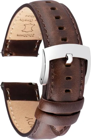 Leather Watch Bands Quick Release, Elegant Top Grain Leather Watch Straps for Men & Women, Choice of Color & Width - 18mm, 19mm, 20mm, 21mm or 22mm Wristbands Bracelet for Watch & Smartwatch