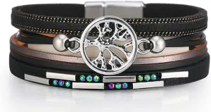 Leather Wrap Bracelet Boho Cuff Bracelets for Women Cross Bracelet Fashion Jewelry Gifts for Her