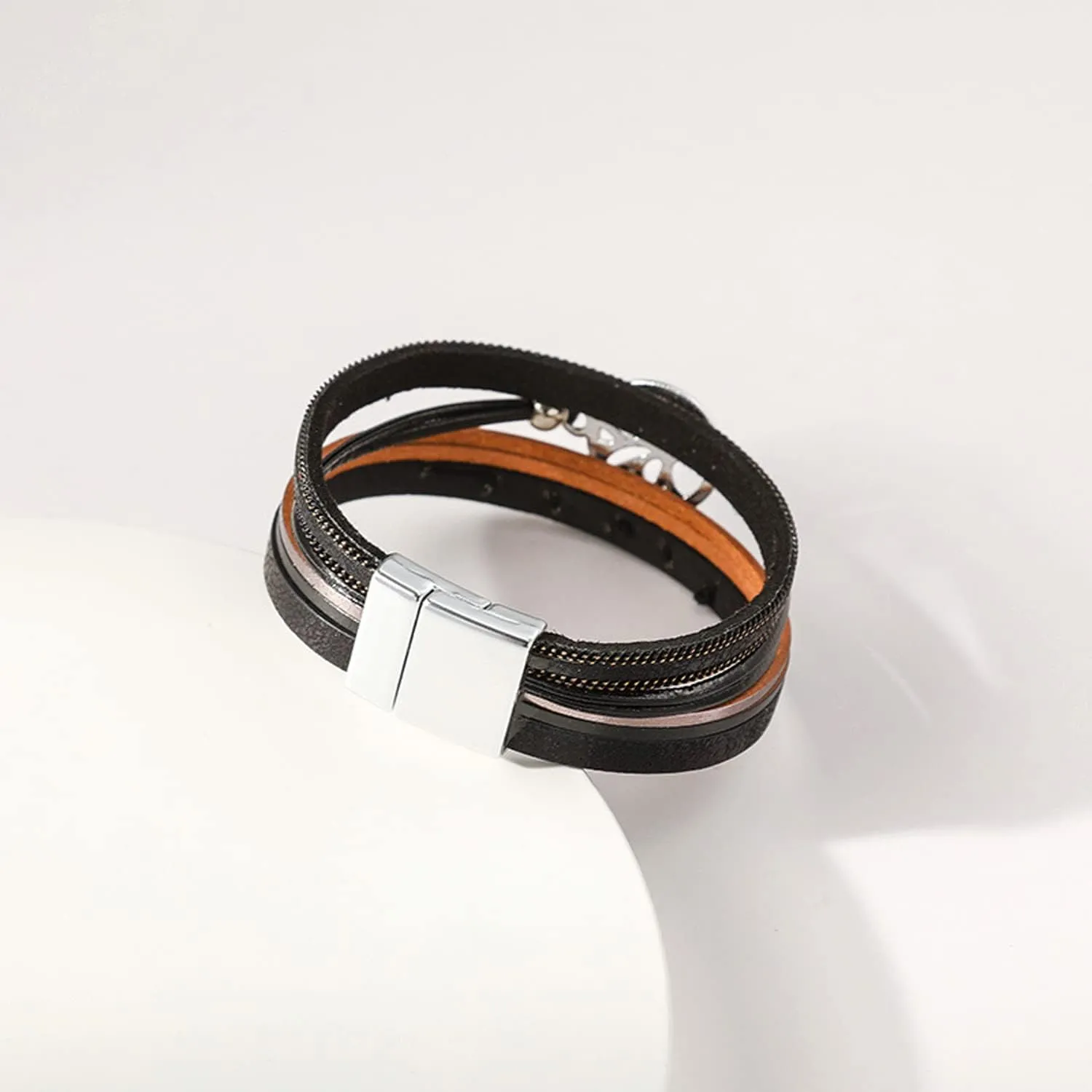 Leather Wrap Bracelet Boho Cuff Bracelets for Women Cross Bracelet Fashion Jewelry Gifts for Her