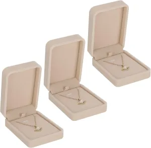 LETURE 3 Pieces Velvet Pendant Necklace Gift Boxes Set, Classic Jewelry Packaging Storage Case, Jewellry Display Box for Wedding, Engagement, Proposal, Birthday and Anniversary (Apricot-3pcs)