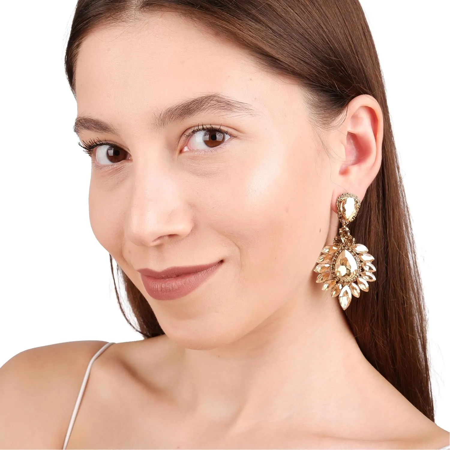 LIMELIA Glass Stone Crystal Bridal Earrings with Drop and Shuttle Design | Women's Jewelry Gift for Brides, Prom and Wedding Parties