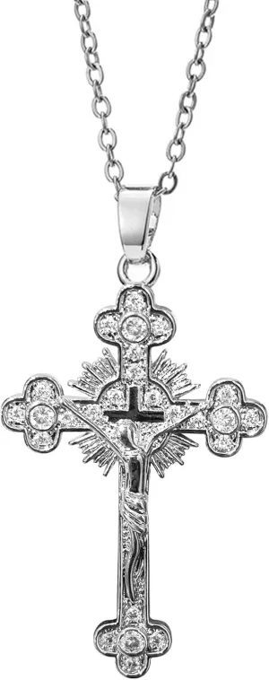 LIU JUN Cross Necklace for Women, Trendy 18K Gold Cross Jesus Pendant Necklace Vintage Copper Colorful Cubic Zircon Bling Christ Necklace Jewelry Gifts