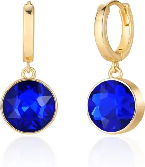Lourny Gold Crystal Hoop Earrings for Women, 18K Gold Plated Round Cubic Zirconia Dangle Women Trendy Earrings Jewelry Gifts for Mother Wife
