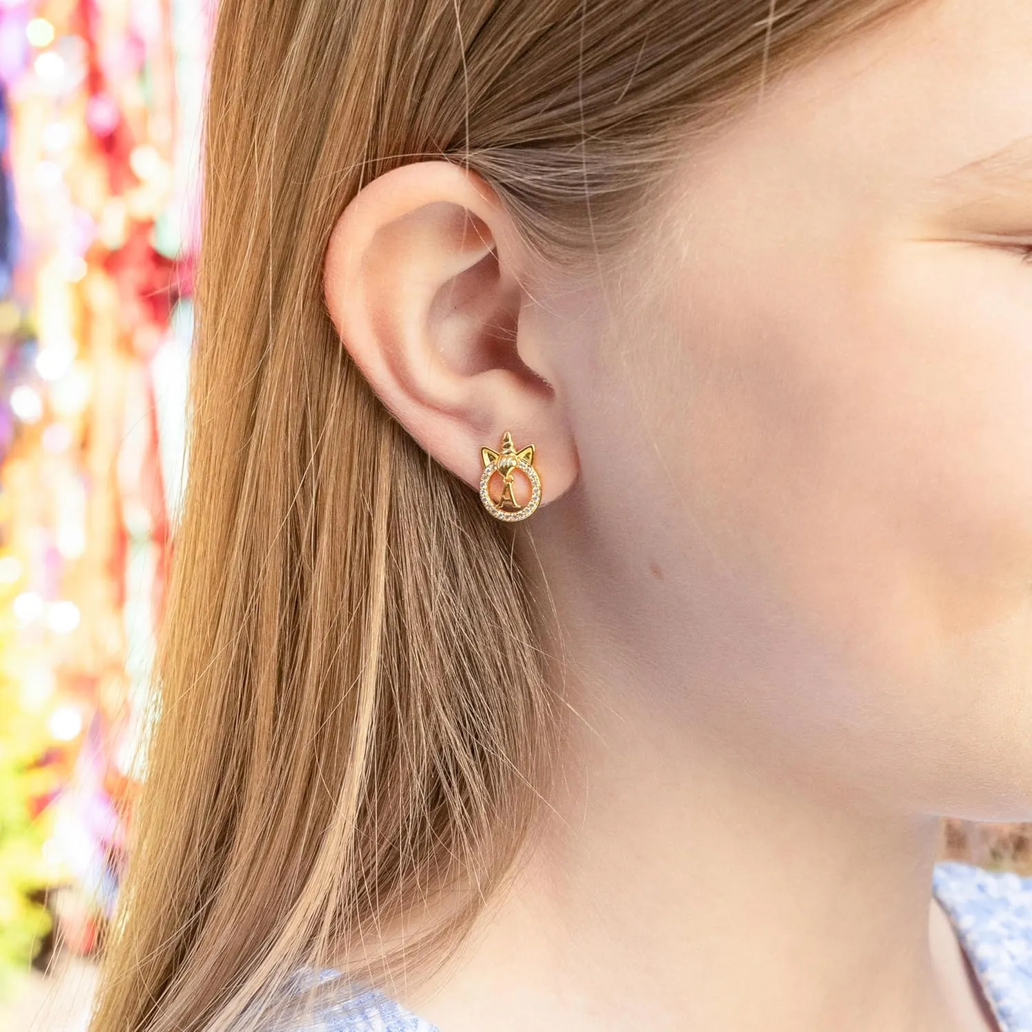 Loved Creations Initial Funny Unicorn Earrings Gift, Gold Plated Earrings Christmas Jewelry Gift, Unicorn Gift for Women