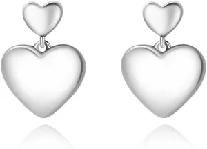 Lovely Heart Stud Earrings 925 Sterling Silver for Women Hypoallergenic Minimalist Cute Charms Dangle Drop Studs Cartilage Fashion Simple Birthday Wedding Christmas Valentine Jewelry