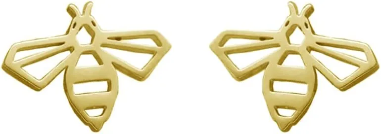 Lovely Honey Bee Stud Earrings Stainless Steel Bumblebee Hollow Bees Cartilage Studs Earring for Women Girls Simple Jewelry Gifts
