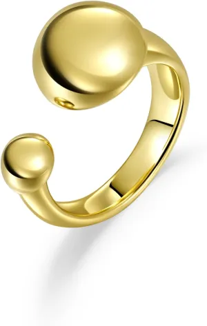 LUCA SMITH Adjustable 14k Gold Plated Rings Double Ball Band Open Stacking Thumb Ring Non Tarnish Twist Eternity for Women Men Dome Chunky Statement Wedding Rings