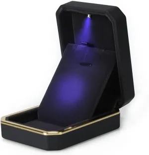 Luxury Pendant Box, Velvet Jewelry Box Storage Case Organizer Holder with LED Light, Black