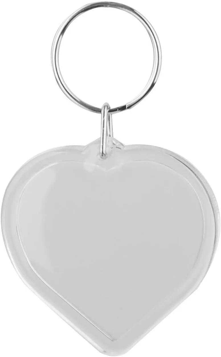 luzen 10 Pcs Transparent Clear Acrylic Blank DIY Photo Picture Frame Key Chains Key Ring Keychain, Heart Shape