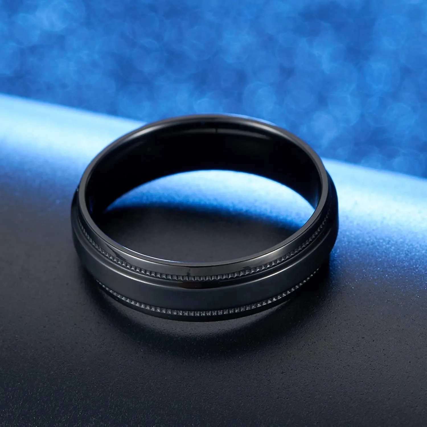 Matching Rings for Best Friends, Stainless Steel Rings Couples Black Ring 6mm Comfort Fit Wedding Gifts for Boyfriend