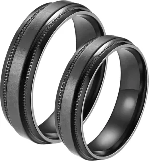 Matching Rings for Best Friends, Stainless Steel Rings Couples Black Ring 6mm Comfort Fit Wedding Gifts for Boyfriend