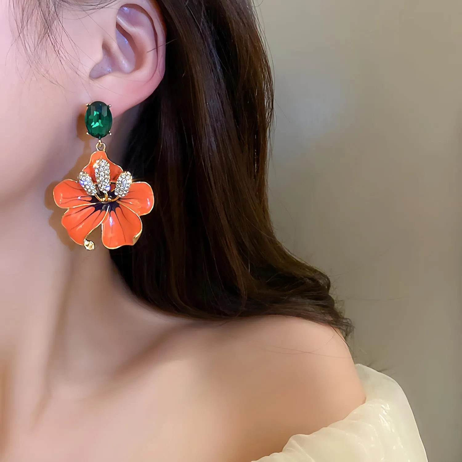 Medieval Retro Round Ear Buckles Colorful round bead Baroque personalized design earrings Women's Ear Studs Zirconia Colorful Gemstone Hoops