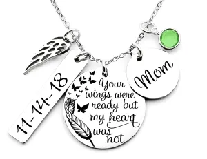 Memorial necklace with butterflies, sympathy gift, memorial gift, your wings were ready