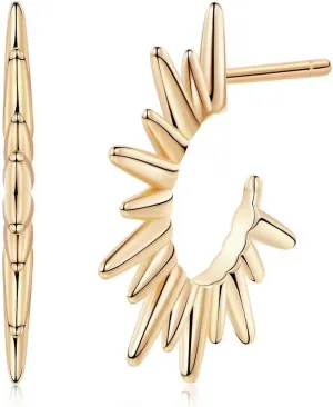 Memorjew Huggie Hoop Earrings for Women, 925 Sterling Silver Post Hypoallergenic Small Huggie Hoop Earrings Gold Plated Cubic Zirconia Star Cross Spike Dangle Earrings for Women Jewelry Gifts