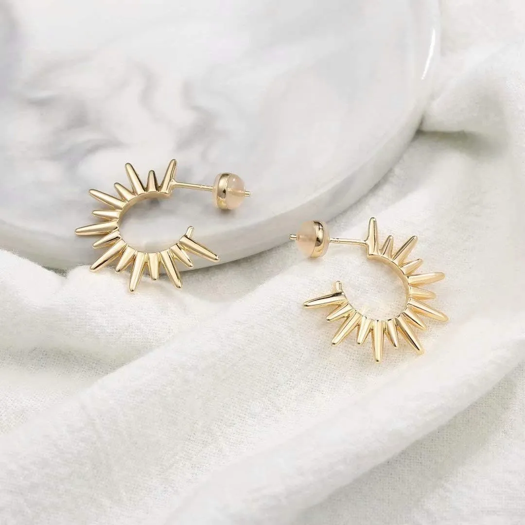 Memorjew Huggie Hoop Earrings for Women, 925 Sterling Silver Post Hypoallergenic Small Huggie Hoop Earrings Gold Plated Cubic Zirconia Star Cross Spike Dangle Earrings for Women Jewelry Gifts