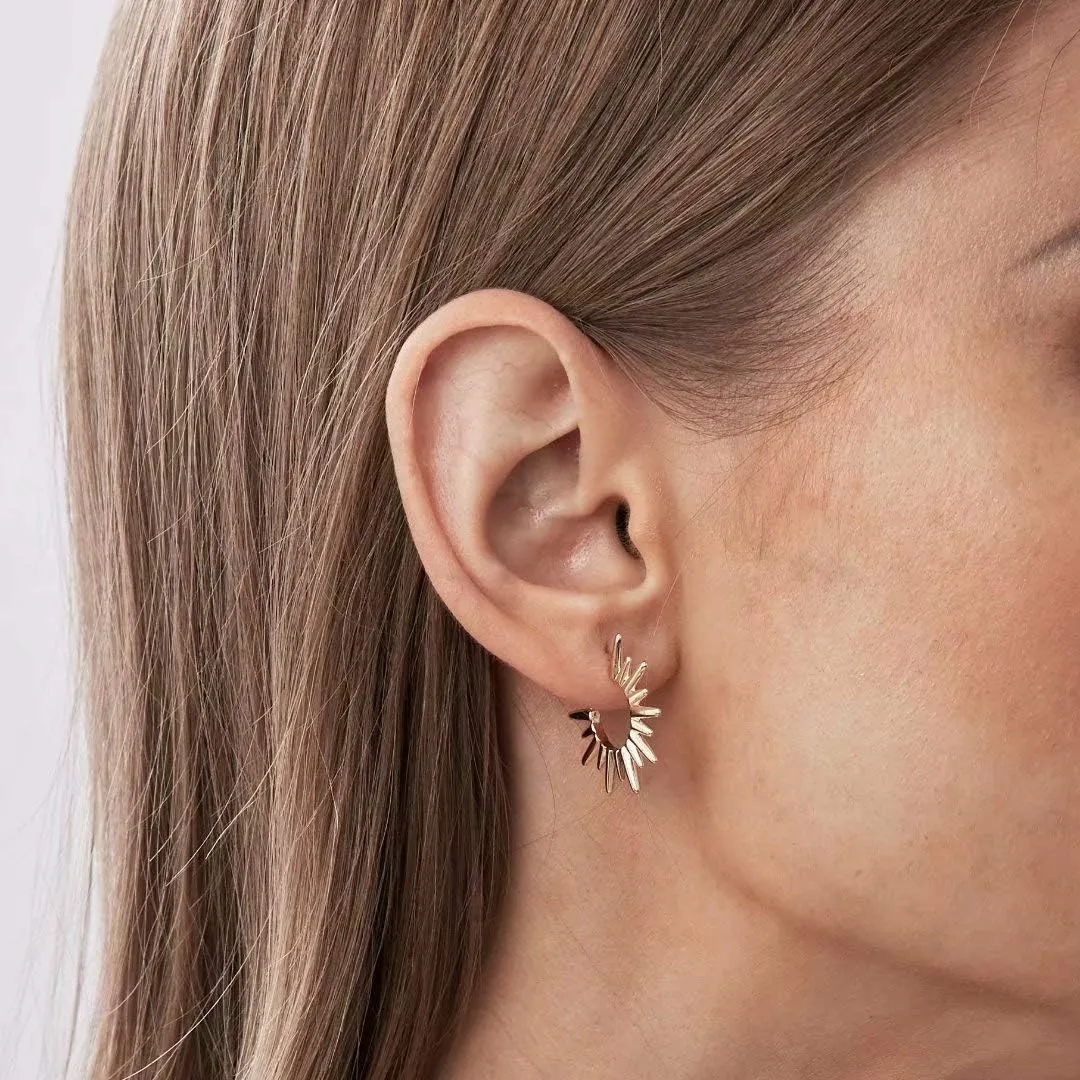 Memorjew Huggie Hoop Earrings for Women, 925 Sterling Silver Post Hypoallergenic Small Huggie Hoop Earrings Gold Plated Cubic Zirconia Star Cross Spike Dangle Earrings for Women Jewelry Gifts