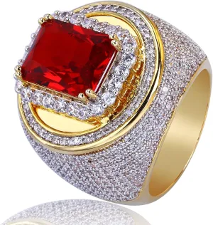 Mens Garnet Ring Sterling Silver or 9K 10K 14K 18K Solid Gold Garnet Ring for Men Garnet with Moissanite Gemstone Ring Engagement Ring for Men Engraved