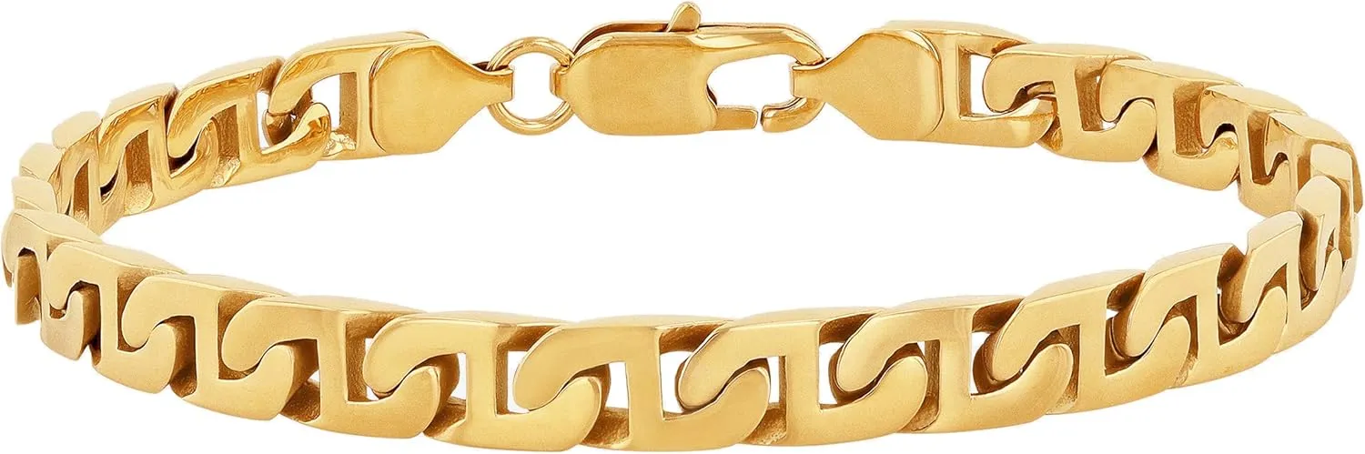 Men's Gold-Tone Stainless Steel 8.5" Flat Mariner Link Chain Bracelet