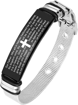 Mens Stainless Steel Link Chain Bracelet,Gothic Heavy Bracelet with Spring Ring Clasp