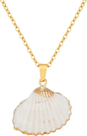 MINACHI Vintage Bohemian Seashell Shell Pendant Necklace, Gold Plated Cable Chain, Summer Beach Shell Jewelry Gift for Women
