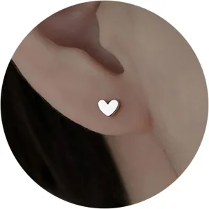 Mini Heart Stud Earrings, Hypoallergenic Tiny Small Cartilage Tragus Stud Earrings for Women Silver/Gold