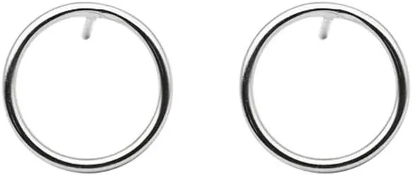 Minimalist Circle Round Stud Earrings 925 Sterling Silver for Women Simple Endless Love Earring Studs Hypoallergenic 15mm