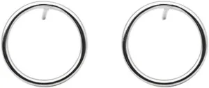 Minimalist Circle Round Stud Earrings 925 Sterling Silver for Women Simple Endless Love Earring Studs Hypoallergenic 15mm