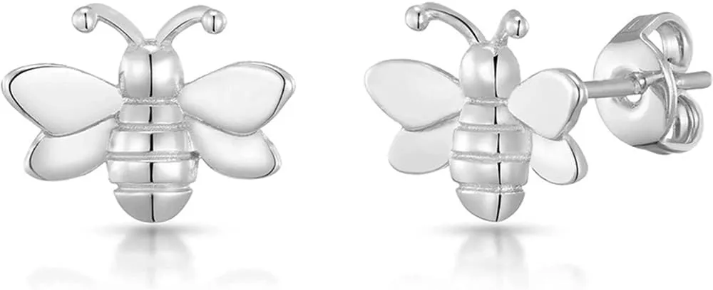 Minimalist Honeybee Small Stud Earrings for Women 925 Sterling Silver Bee Cartilage Tragus Earrings Studs Bumble Bee Earrings Simple Jewelry Gifts