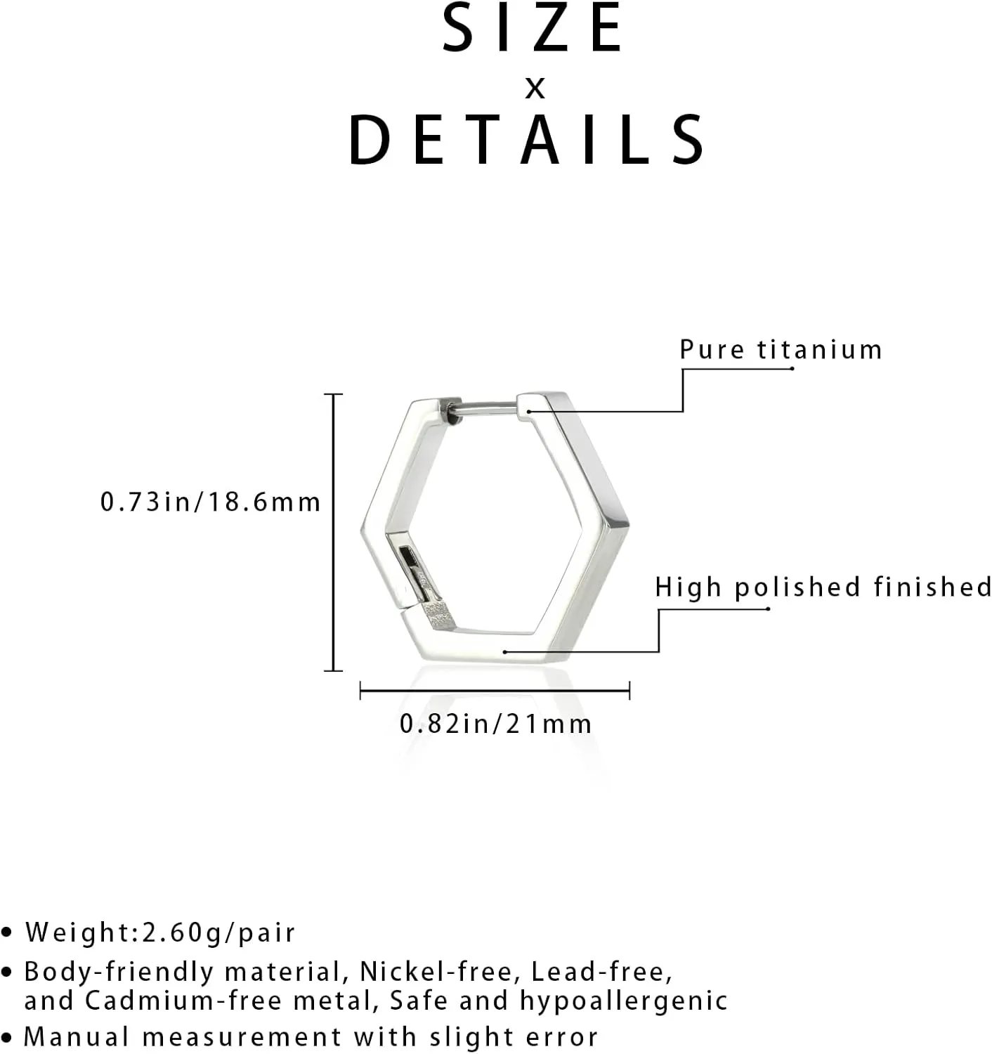 Minimalist Pure Titanium Hoop Huggie Earrings Round/Hexagon Earring, Dainty Plain Small Titanium Hoop Earrings Charms, Hypoallergenic Earring Jewelry Gifts for Women Girls Men Sensitive Ear