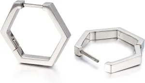 Minimalist Pure Titanium Hoop Huggie Earrings Round/Hexagon Earring, Dainty Plain Small Titanium Hoop Earrings Charms, Hypoallergenic Earring Jewelry Gifts for Women Girls Men Sensitive Ear